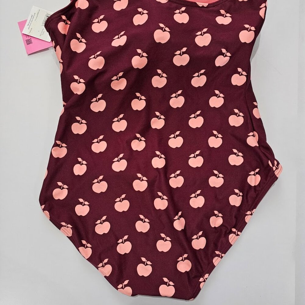 Kate Spade New York Fruit Print One Shoulder One Piece Swimsuit Deep Plum - Picture 10 of 12